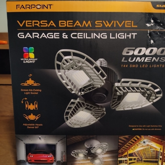 New - Farpoint Versa Beam Swivel Garage Attic Ceiling Light - 6000 Lumens LED - Picture 3 of 9